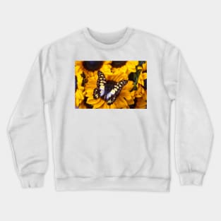 Gothic Yellow And Black Butterfly Crewneck Sweatshirt